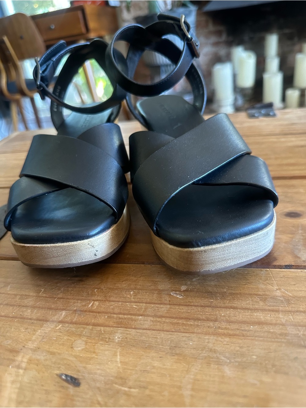 EVERLANE The Clog Sandal Wood Leather Black Size 8.5 - Picture 3 of 7